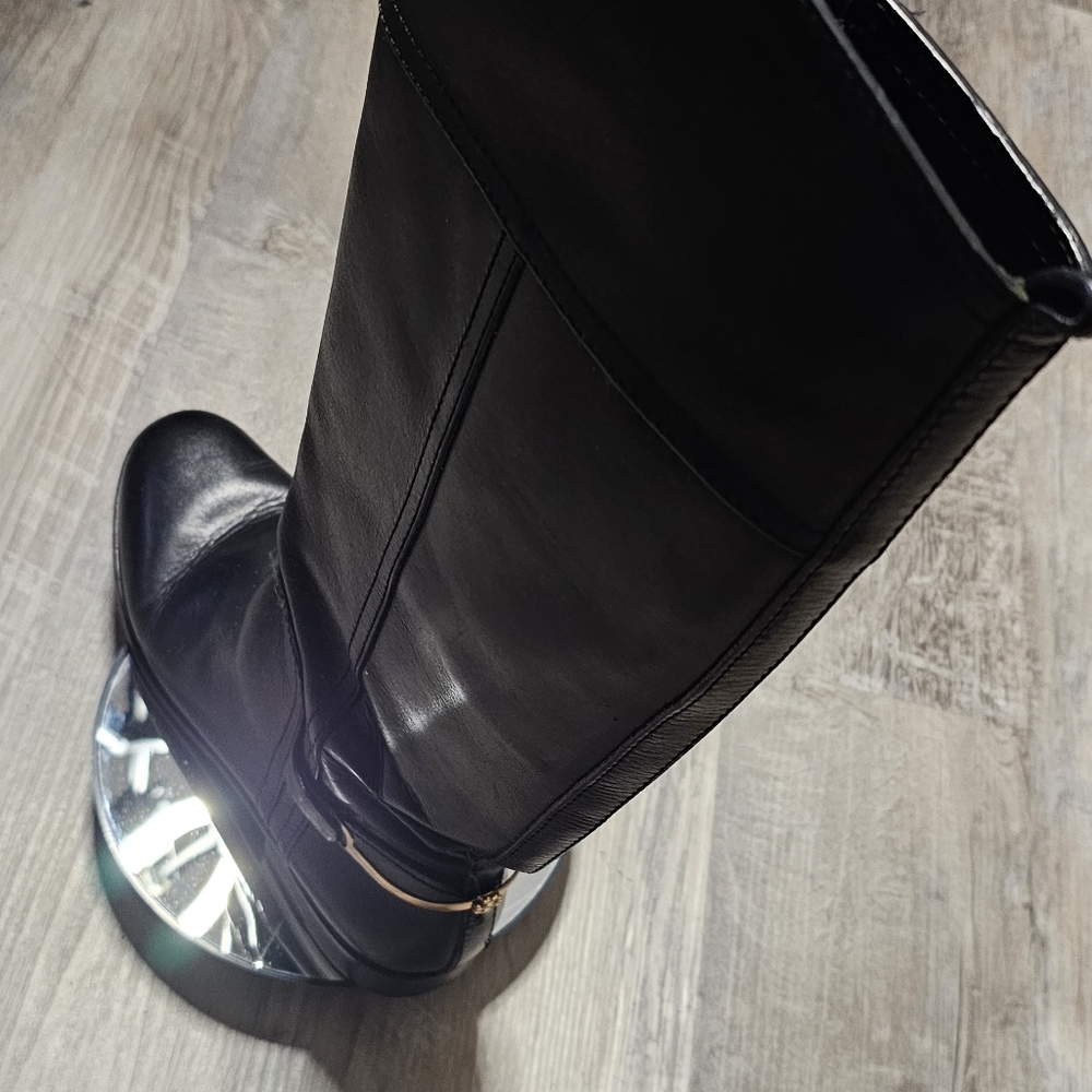 Authentic Tory Burch Kneel High Black Leather Riding Boots - Picture 8 of 16